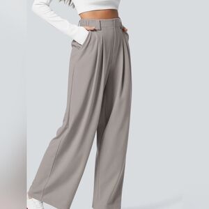 🛍 HALARA High Waisted Side Pocket Wide Leg Waffle Work Pants, Small(Petite)